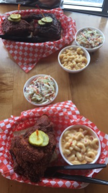 The famous Hattie B's hot chicken was to die for! A side of coleslaw helps cool the palette.